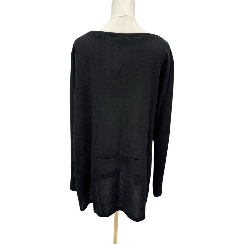 DG2 Diane Gilman Black Cross Top‎ Tunic Long Sleeve Lightweight Blouse Sz 3X NWT - Picture 3 of 11